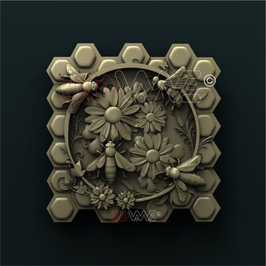 BEES ON FLOWERS 3d stl 3DWave